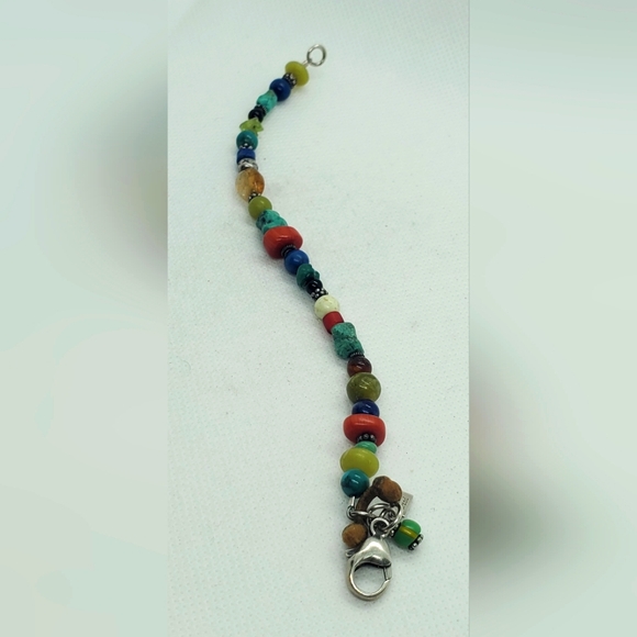 Toluca  Handmade Colorful Semi-precious Mix Beads Bracelet And Sterling Silver . - Picture 2 of 4